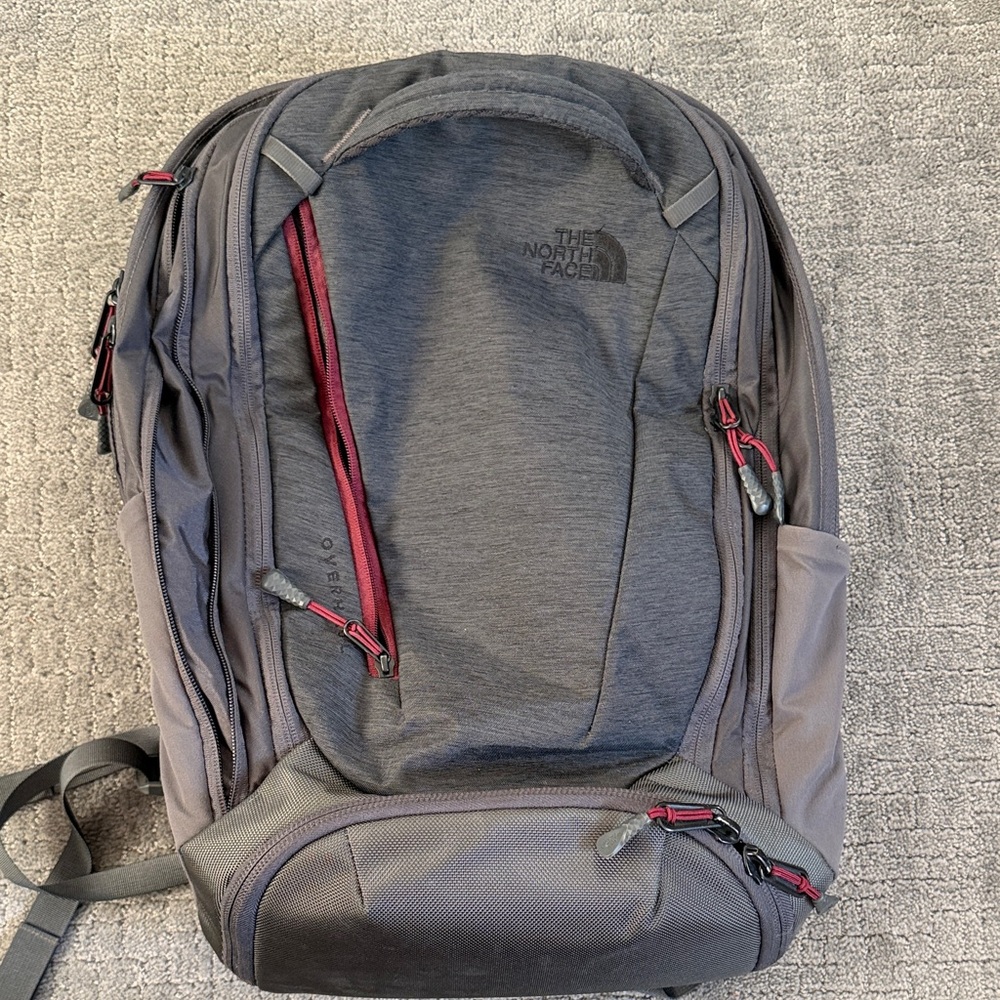 The North Face Men's Charcoal and Burgundy Backpack
